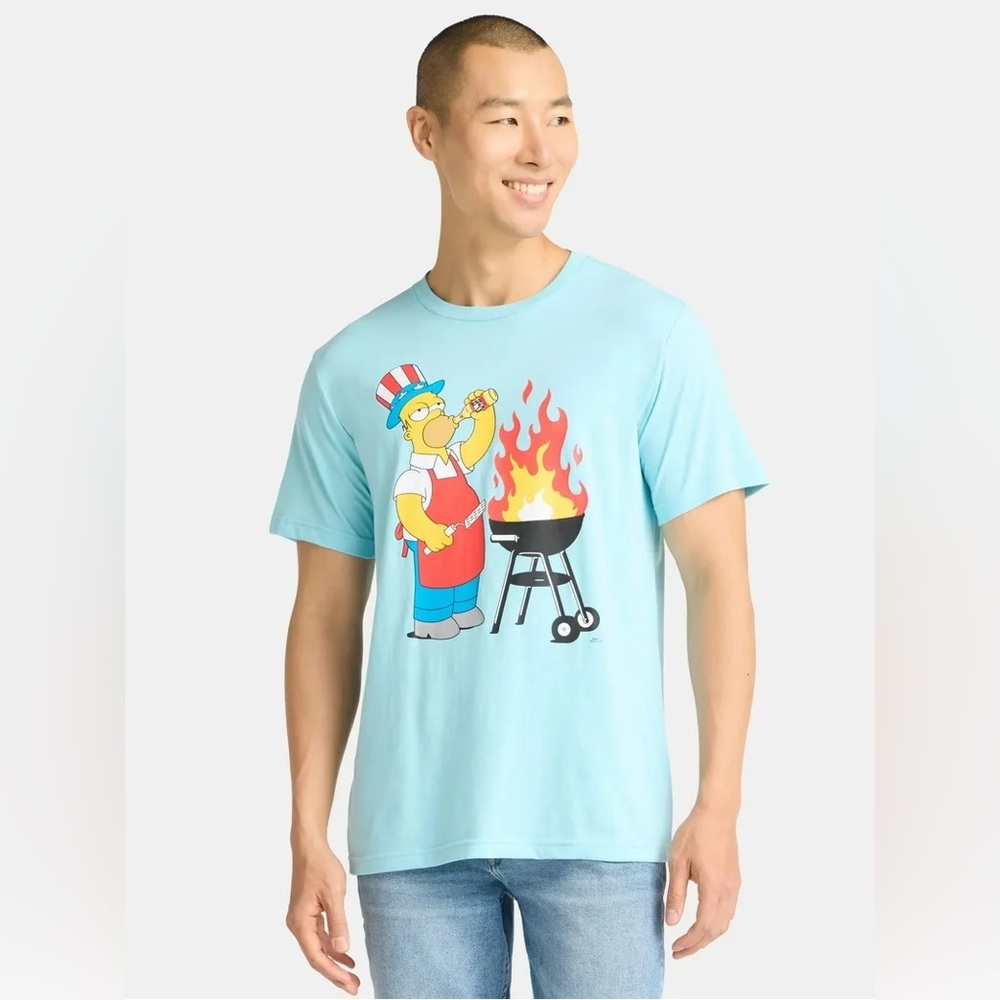 Men's Simpons Homer Grilling 4th of July T-Shirt